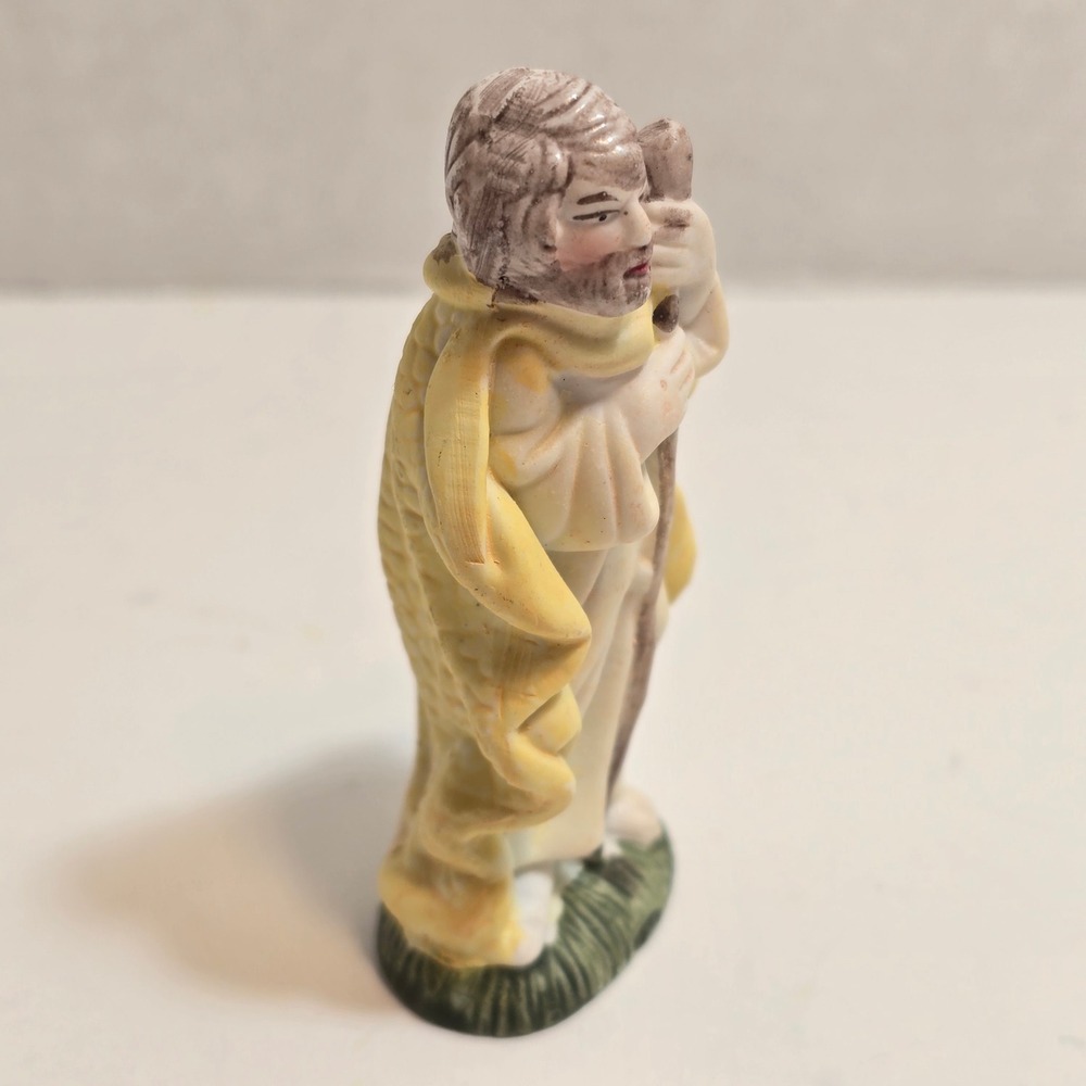 Nativity Joseph Shepherd Figurine Ceramic Vintage Christmas Decor 4 Inch - Picture 6 of 7